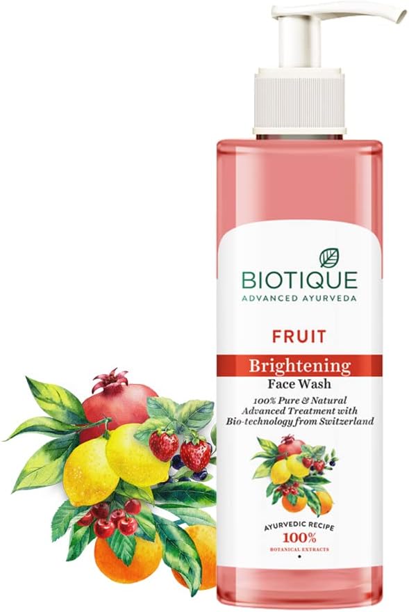 Biotique Fruit Brightening Face Wash| Ayurvedic and Organically Pure| Advanced Swiss Technology |100% Botanical Extracts| Suitable for All Skin Types | 200mL
